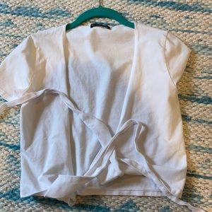 brandy melville white wrap top (worn 2 times)